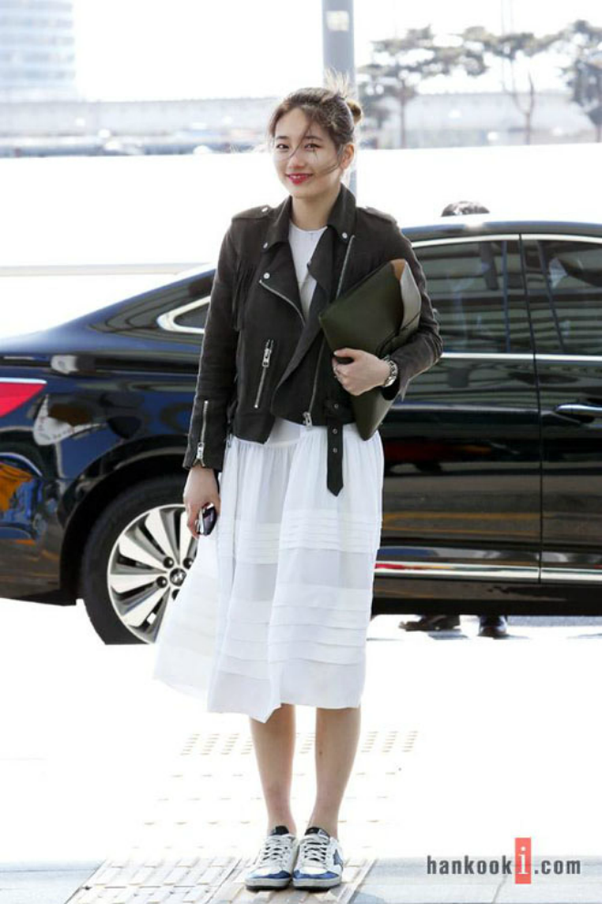 Tips diện áo khoác da như sao Hàn